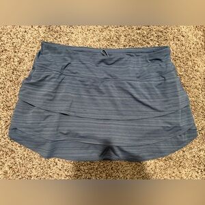 Athleta Skort Womens large Blue Striped Swagger Rah Rah Ruffle Tennis Running